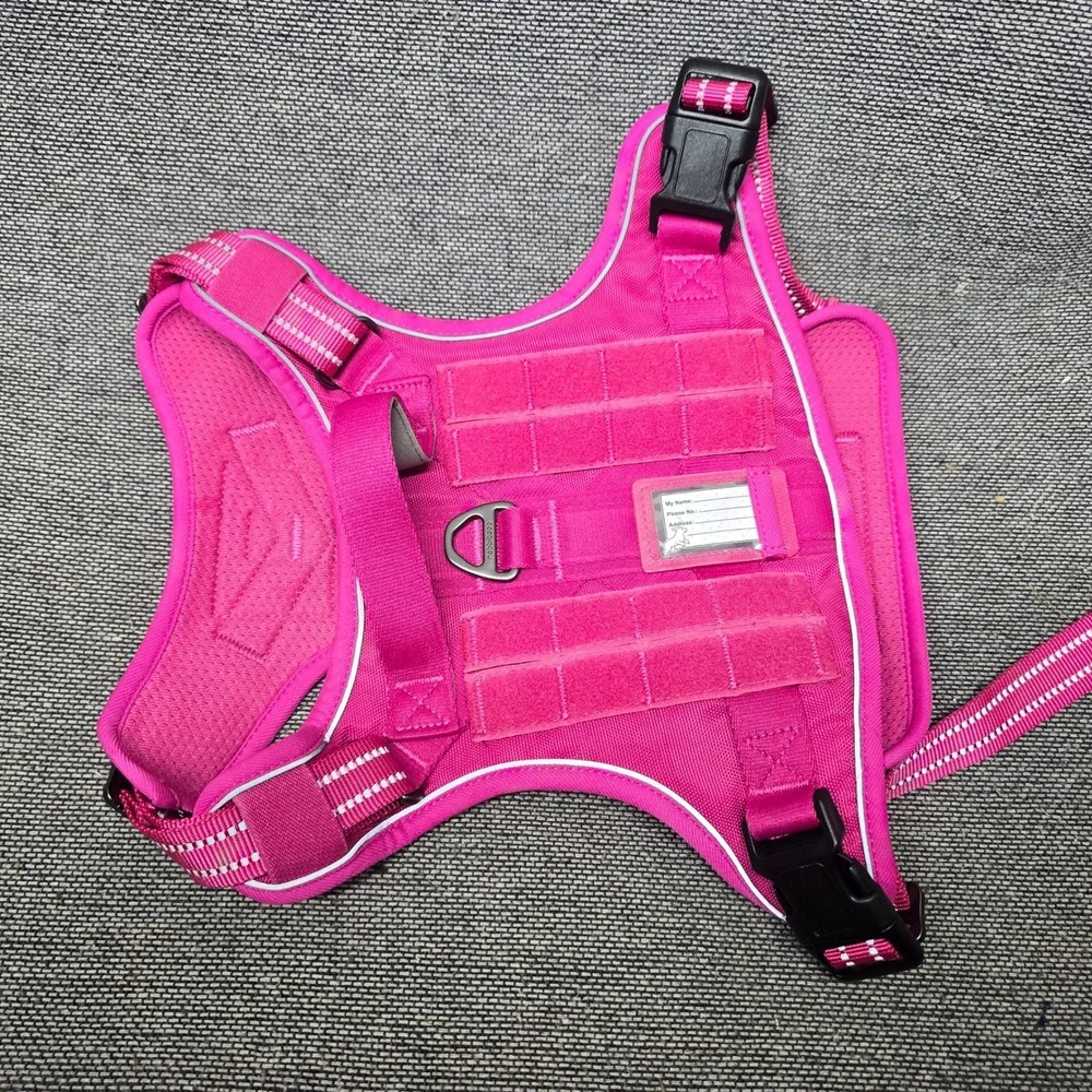 Rabbitgoo Tactical Dog Harness Pink Large Adjustable Reflective No Pull Handle - Picture 2 of 4